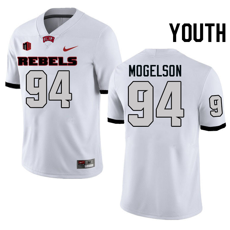 Youth #94 Max Mogelson UNLV Rebels College Football Jerseys Stitched-White